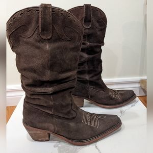 Steve Madden Dark Brown Suede Leather Cowboy boot US 5.5